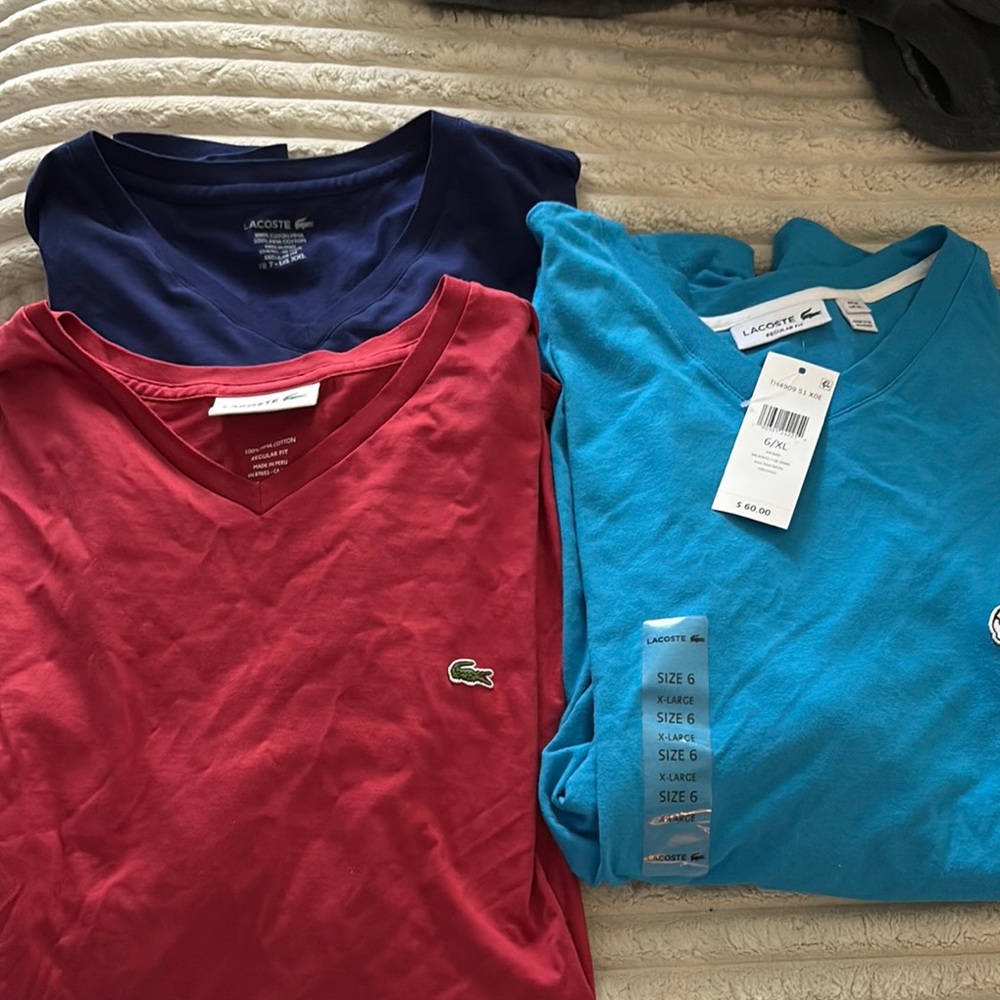 Lacoste MENS V-Neck T-Shirts Bundle
